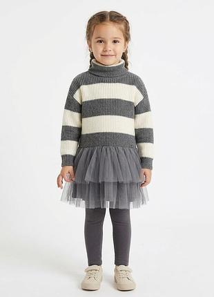 В'язана сукня-туніка в смужку river island з фатиновою спідницею (зріст 110 см, 4-5 років) теплий светр-сукня