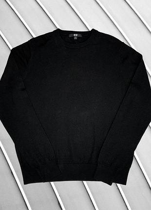 Жіночий светр uniqlo m eu38 uk10 ua44 чорний тонкий базовий джемпер класичний однотонний пуловер мінімалістична трикотажна кофта на кожен день