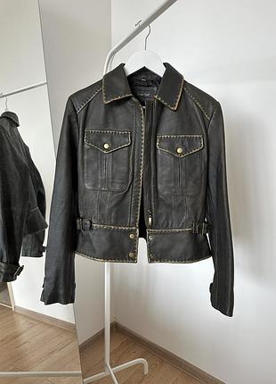 Жіноча шкіряна куртка leather sound темно-зелена розмір 38
