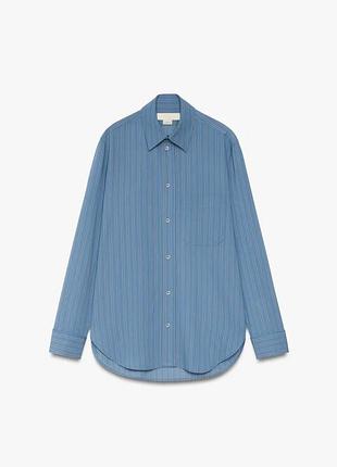 Рубашка в полоску с металлической пуговицей zw collection