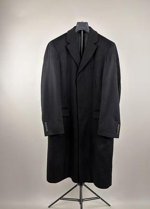 Чоловіче кашемірове пальто boss hugo boss cashmere чорного кольору класичне в розмірі 52