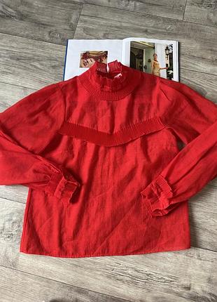Красная блузка из органзы 7