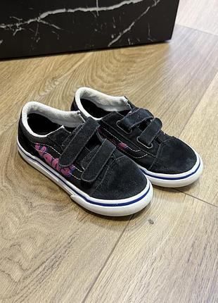 Кеди дитячі vans низькі чорні на липучках із замші