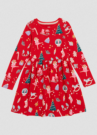 Яркое, рождественское платье от marks &amp; spencer на 4-5 лет
