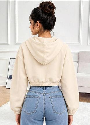 Укорочене бежеве худі zara на резинці розмір s