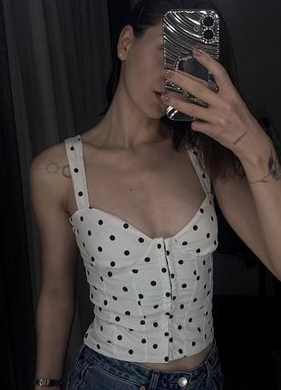 Корсетний топ pull&bear в актуальний принт горошок