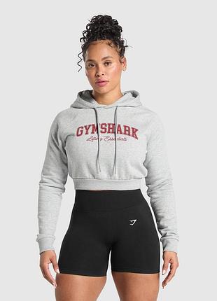 Gymshark lifting essentials graphic cropped hoodie  женская кофта-худи спортивная/ повседневная