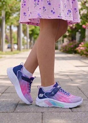 Детские кроссовки skechers на липучках, легкие розовые кеды на девочку, весна лето, р. 29