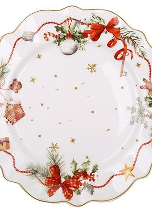 Тарілка порцелянова з хвилястим краєм d21*2.4см. серія christmas ribbon