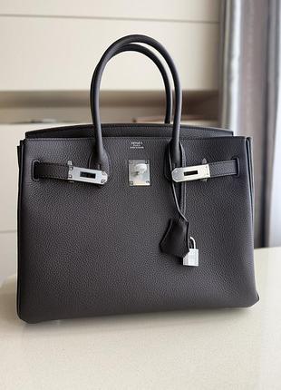 Hermes birkin 30 cm platinum hardware коричневий шоколадний колір срібна фурнітура