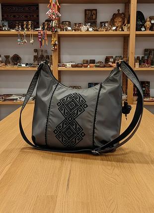 Сумка з вишивкою бронзового кольору (99133)