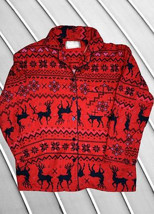 Жіноча сорочка tru nightwear s m eu36 eu38 uk8 uk10 ua42 ua44 червона фланелева тепла з новорічним принтом домашня для сну різдвяна новорічна піжама
