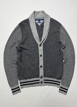 Чоловічий кардиган tommy hilfiger s бавовна pima cotton сірий синій на ґудзиках