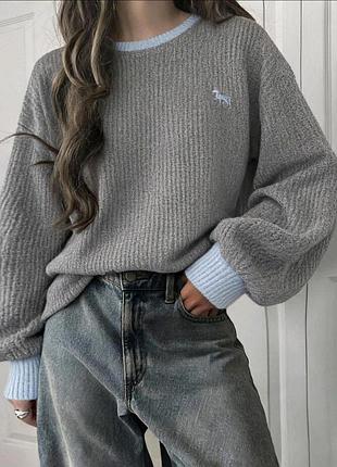 Светр сірий з блакитним friful shein m