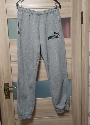 Оригінальні чоловічі теплі штани puma essentials на флісі