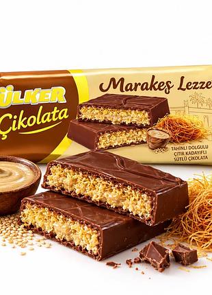 Шоколад молочный ülker marakeş lezzeti с тахенной начинкой и хрустящим кадаифом, 93 г, турция