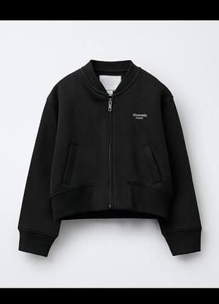 Кофта для дівчинки zara чорна на блискавці 6-7 років 122 см