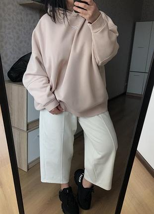 Худі reebok нюдове пудрове, кофта з капюшоном , оверсайз, дуже велика xl, xxl, xxl