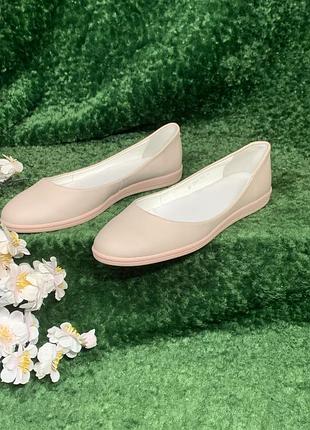 Женские балетки из кожи lady style in max mx 2361-182, пудрово-бежевые, размер 37 (23.7 см (н8429)
