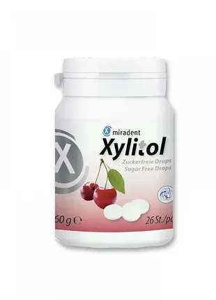 Miradent xylitol drops cherry леденцы с ксилитом со вкусом вишни 26 шт (60г) в тубе