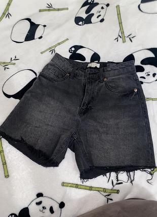 Жіночі джинсові шорти &denim h&m чорні з бахромою