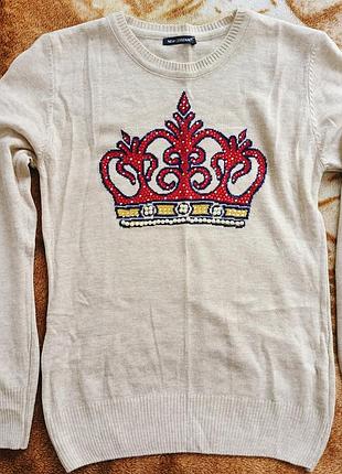Светр жіночий new collection бежевий зі стразами 42-46