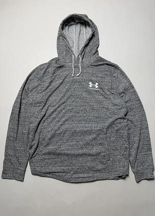 Чоловіче худі under armour сірий меланж спортивна кофта з капюшоном xxl 2xl
