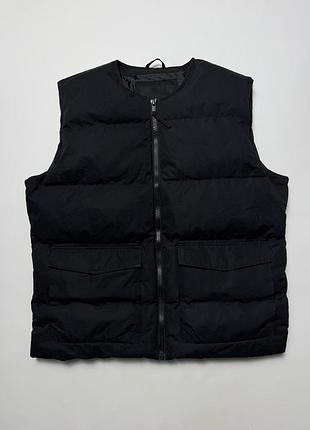 Чоловічий чорний утеплений жилет threadbare xl стьобана безрукавка пуховик