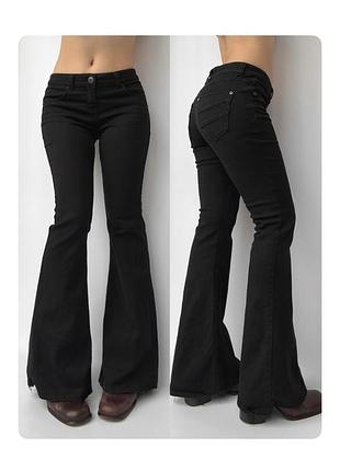 Джинсы 38 m средняя талия посадка черные клеш flared bootcut y2k vintage винтаж 2000s 90s ретро