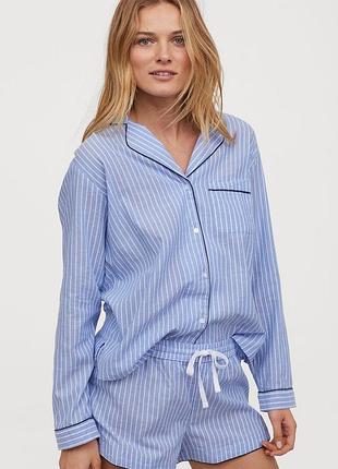 Блакитна бавовняна піжама h&m шорти + сорочка