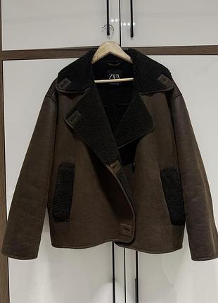 Дублянка жіноча zara, колір темний шоколад, розмір xl