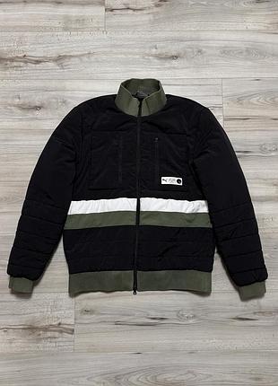 Черная утепленная куртка бомбер пума puma padded colorblock winter jacket, m, оригинал
