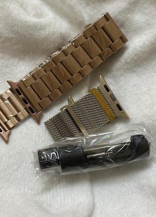 Ремінець apple для смарт-годинника 44/45/46 мм нержавіючої сталі rose goldentretro