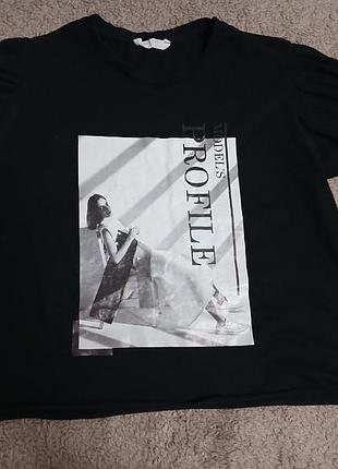 Футболка жіноча h&m чорна з принтом profile