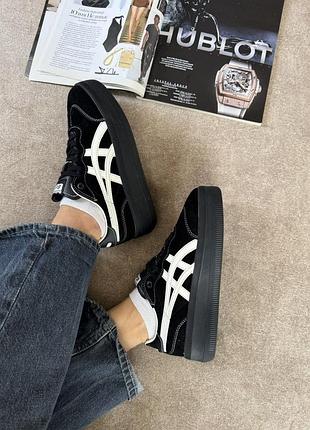 Кросівки asics onitsuka tiger tokuten чорні з бежевим на платформі