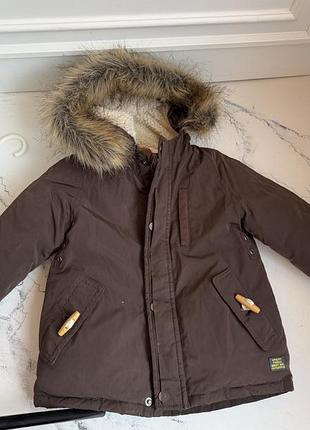 Пуховик zara коричневий для дітей 2-3 роки