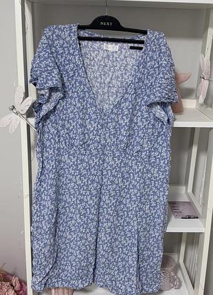 Коротка жіноча сукня primark блакитна з квітковим принтом