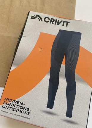 Мужские зональные термоштаны crivit, бесшовные функциональные тёплые для лыж термокальсоны (германия), черное мужское термобелье, размер 5/m (48/50)