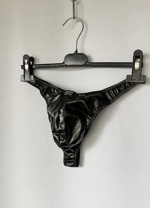 Eros veneziani лаковые стринги черные с глянцевым эффектом латекс трусы трусики мужские