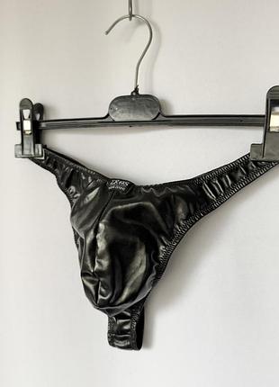 Eros veneziani лаковые стринги черные с глянцевым эффектом латекс трусы трусики мужские 5