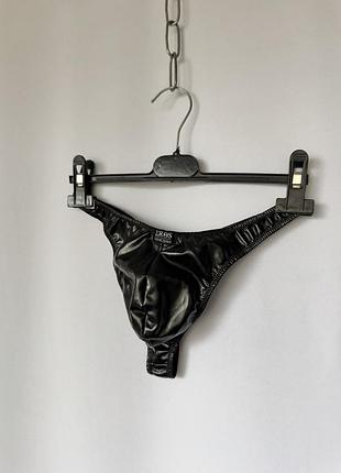 Eros veneziani лаковые стринги черные с глянцевым эффектом латекс трусы трусики мужские 6