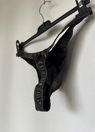 Eros veneziani лаковые стринги черные с глянцевым эффектом латекс трусы трусики мужские 4