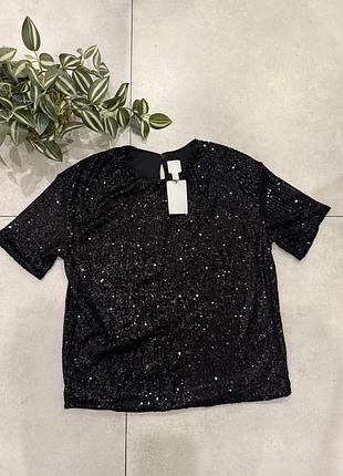 Блуза жіноча h&m чорна з паєтками