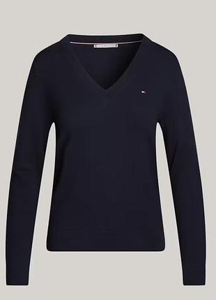Джемпер tommy hilfiger синій з v-подібним вирізом