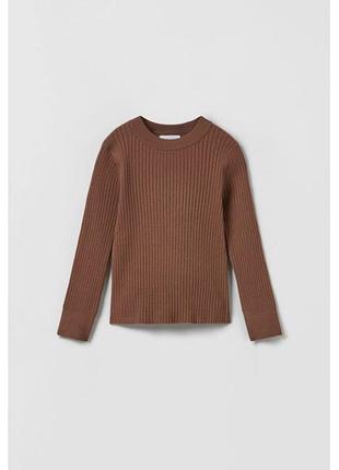 Zara на дівчинку джемпер светр , лонгслів у рубчик із круглим вирізом