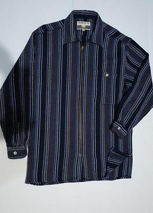 Винтажная шерстяная рубашка-жакет tipo's на молнии, made in italy, размер m (oversize / grandpa core)
