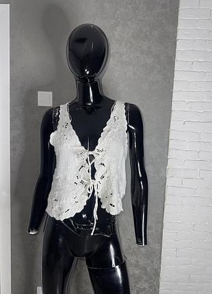 Муслінова блуза на завʼязках zara , xs