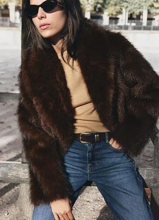 Шубка жіноча коричнева  zara