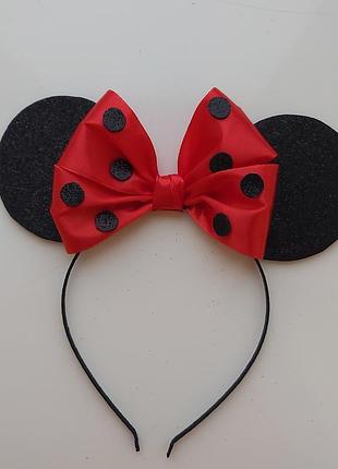 Обідок disney вушка мінні маус червоний з чорним