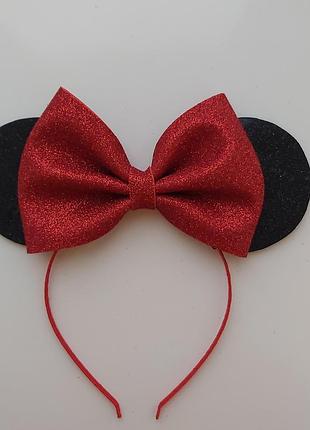 Обідок disney міккі маус чорно-червоний з блискітками